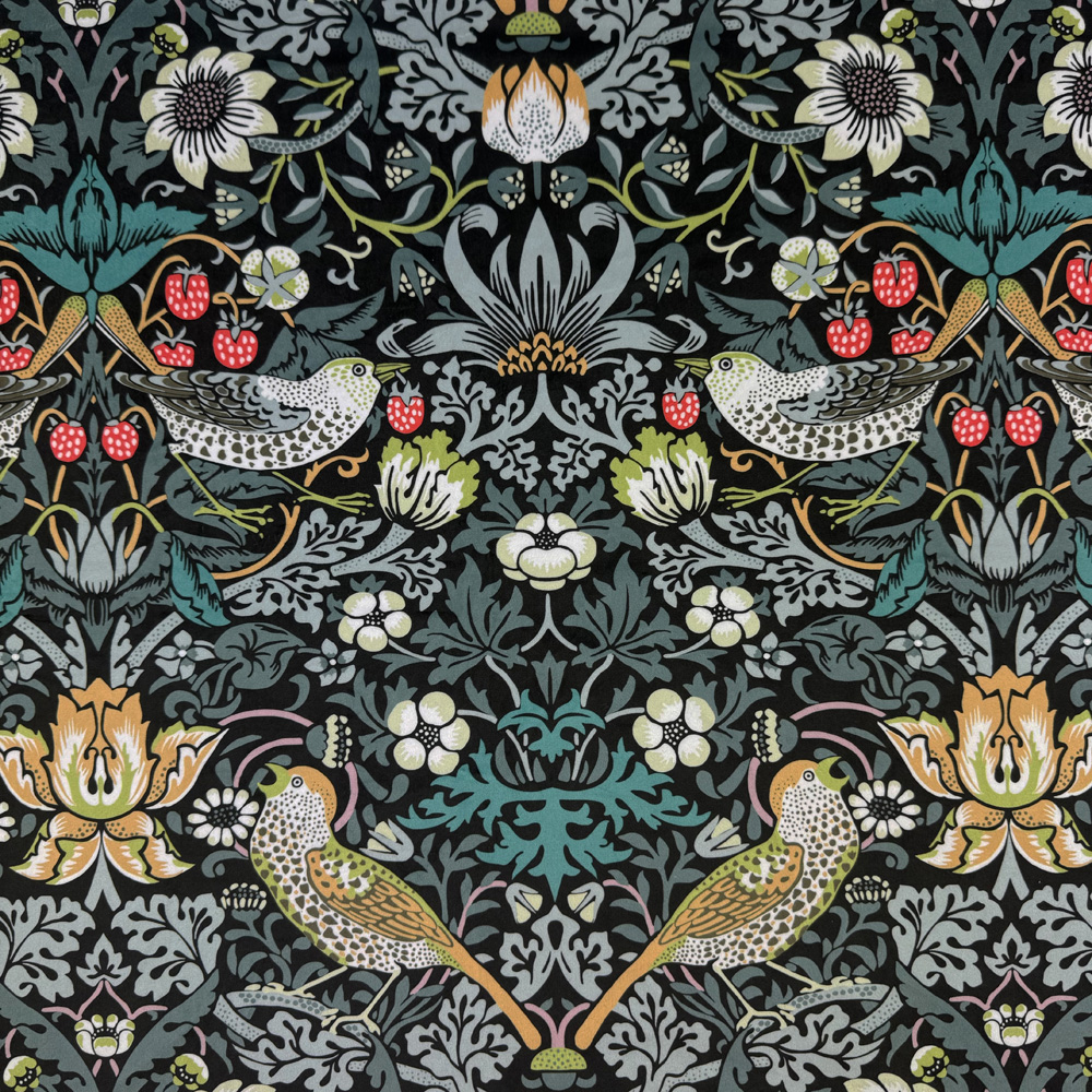 Strawberry Thief Velvet Fabric TEALWOOD