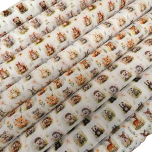 Cute WOODLAND ANIMALS PolyCotton Fabric 1