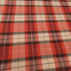 CHARCOAL & RED Tartan Check Wool Fabric