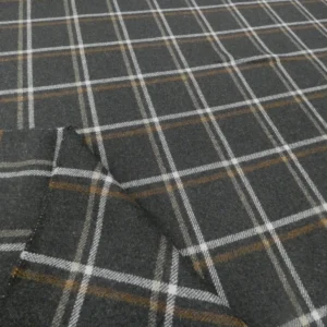 CHARCOAL Tartan Check Wool Fabric