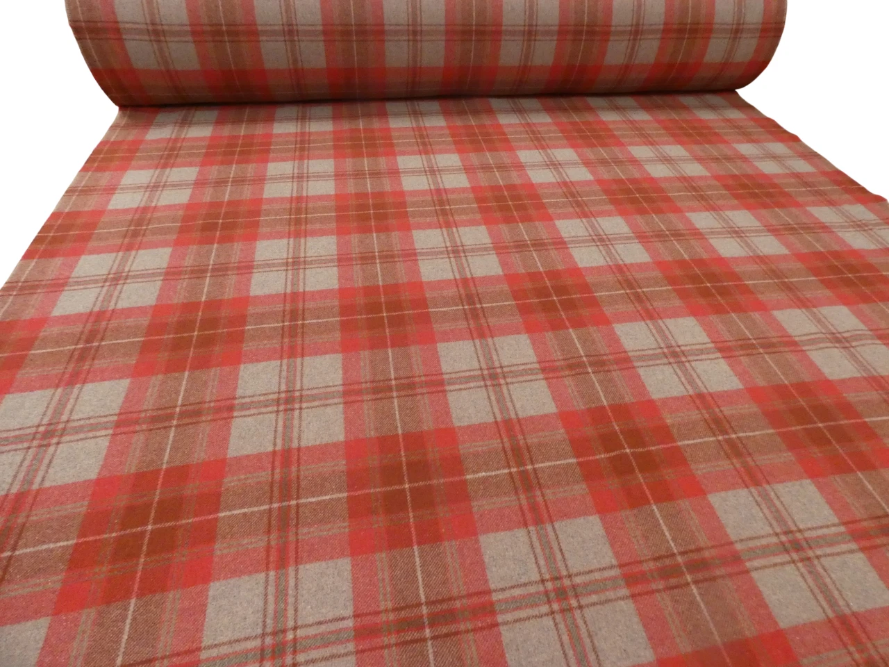 RED Tartan Check Wool Fabric 1