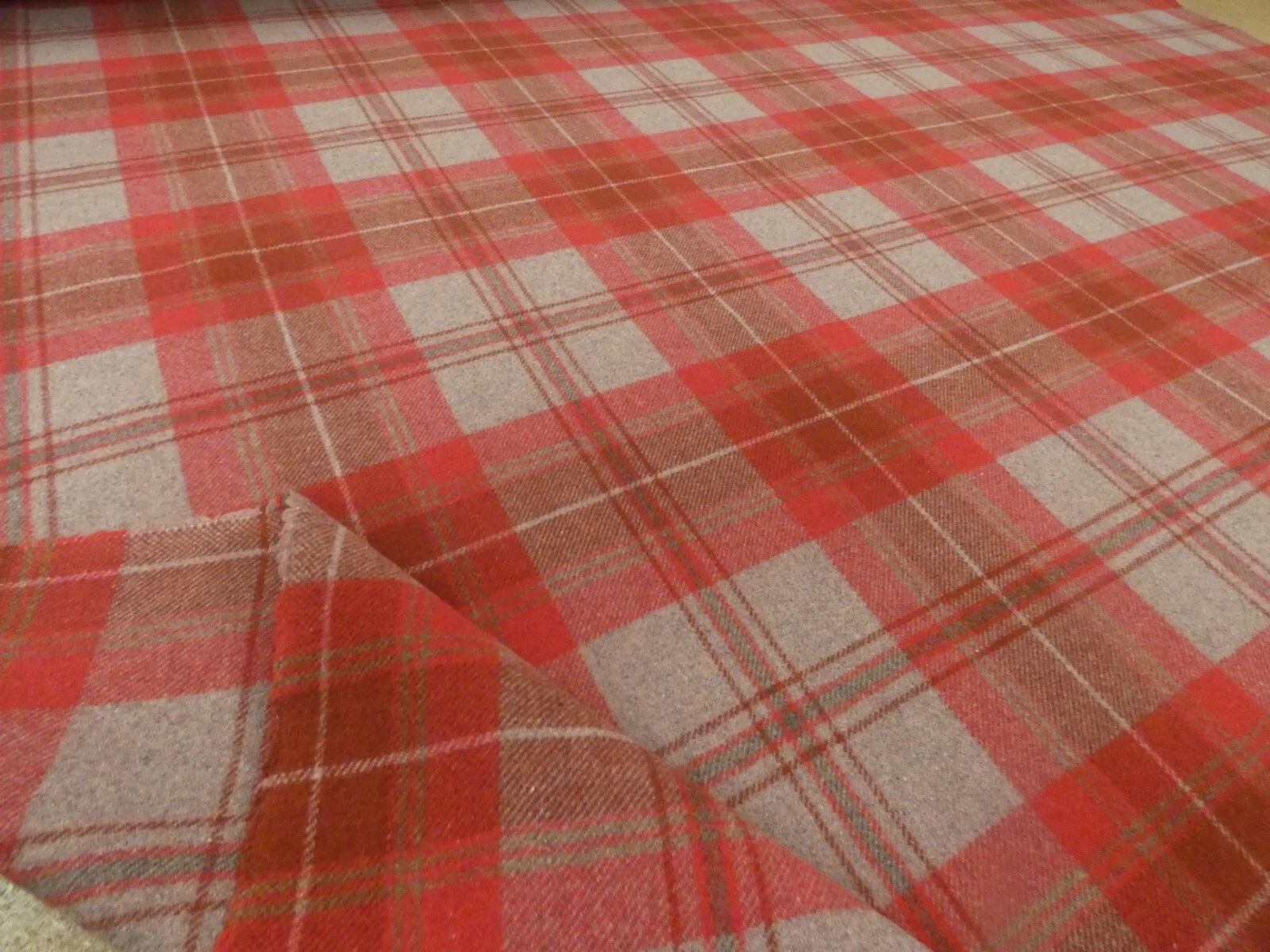 RED Tartan Check Wool Fabric 2
