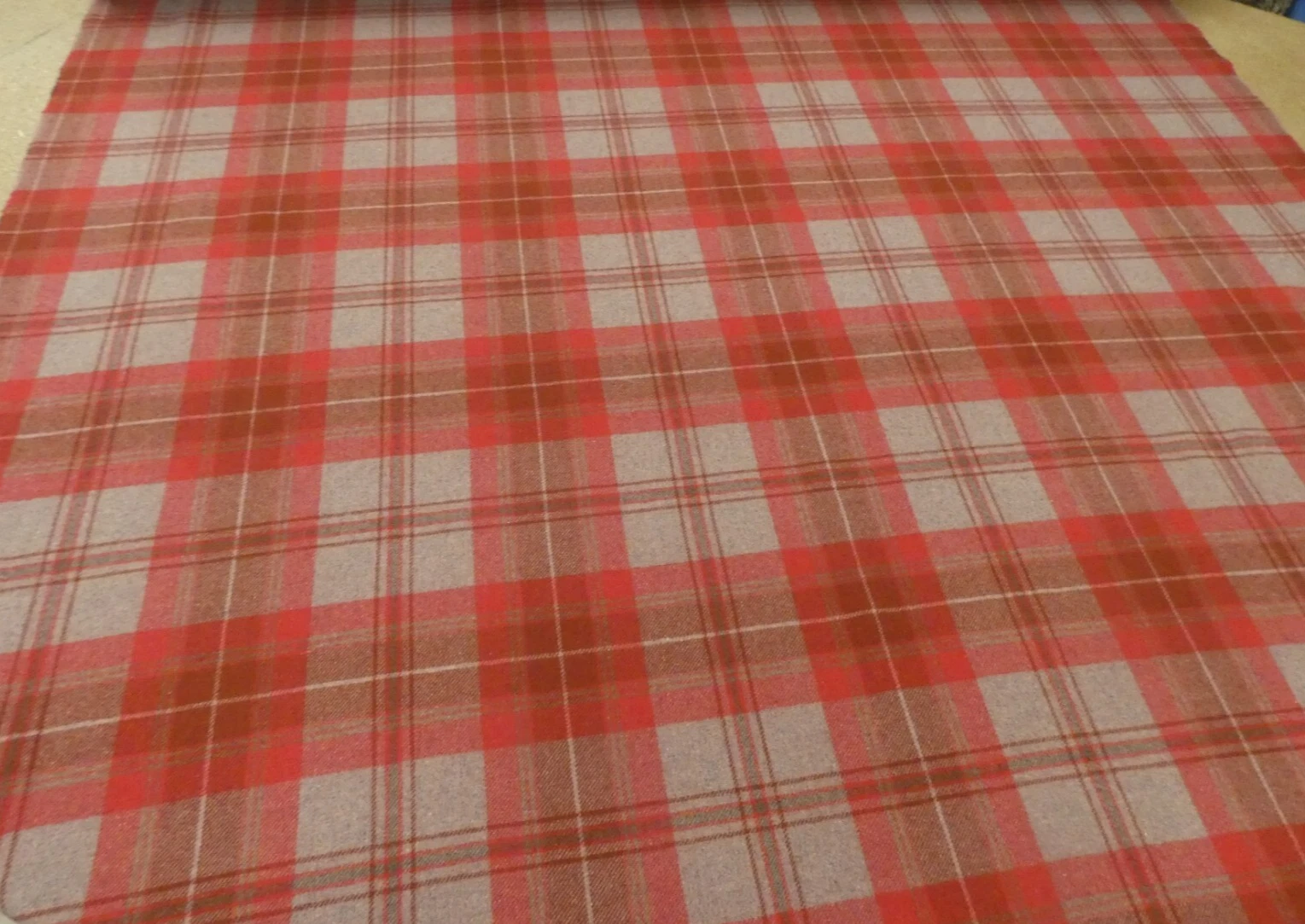 RED Tartan Checked Wool Fabric possibly from Abraham Moon