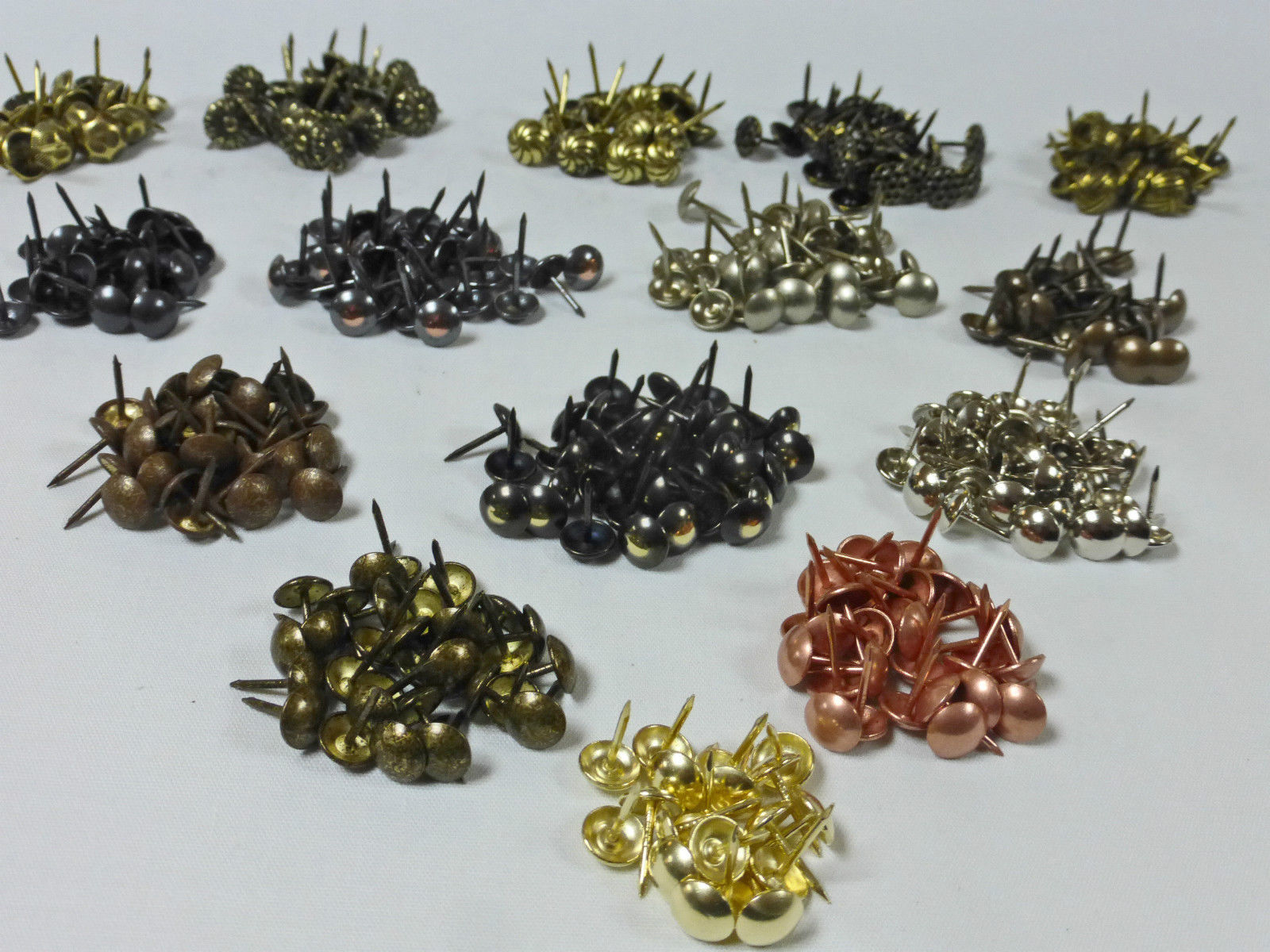 UPHOLSTERY NAILS / STUDS / TACKS / PINS (26 finishes available) ~ FREE P&P